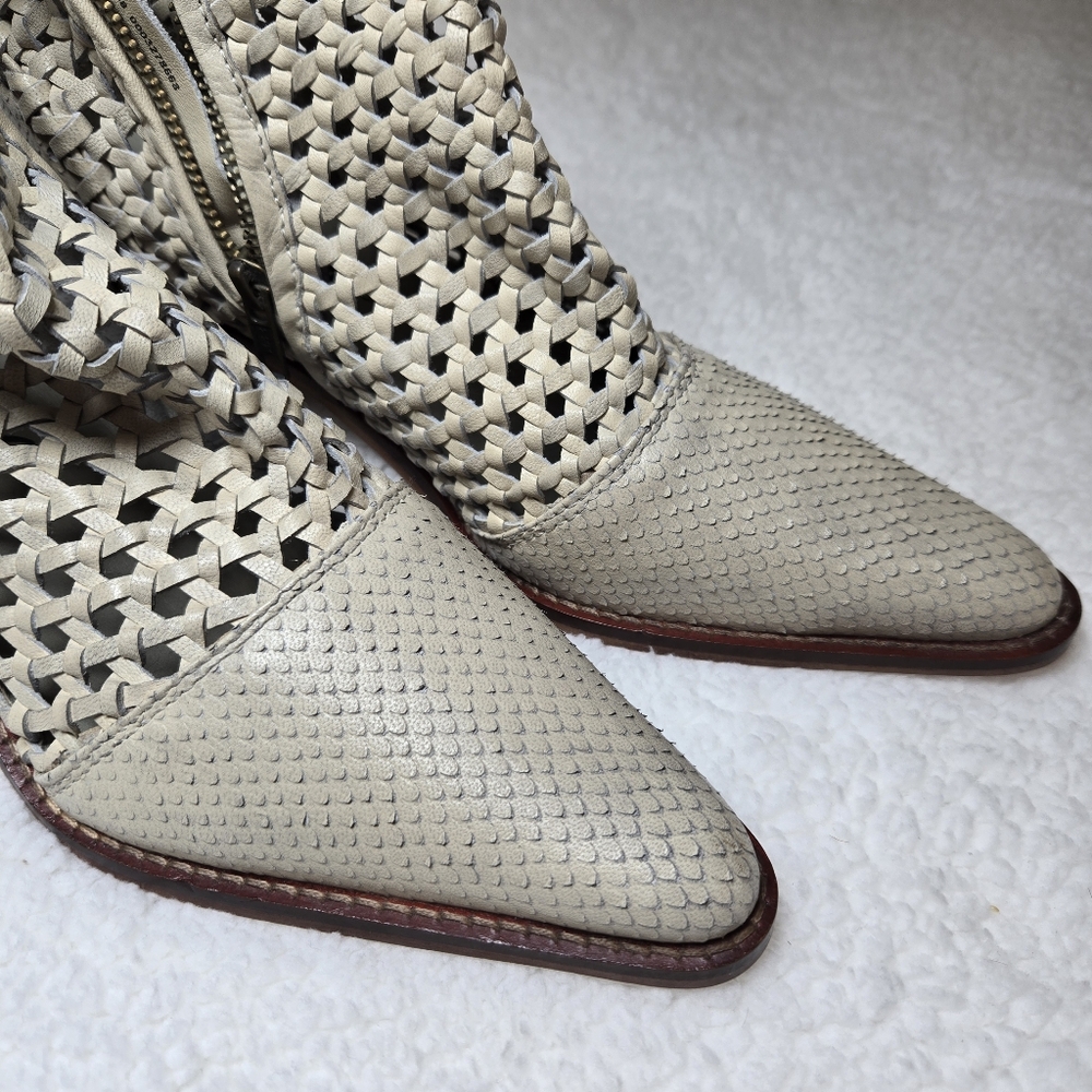 Free People Woven Cream Ankle Booties - Picture 12 of 13